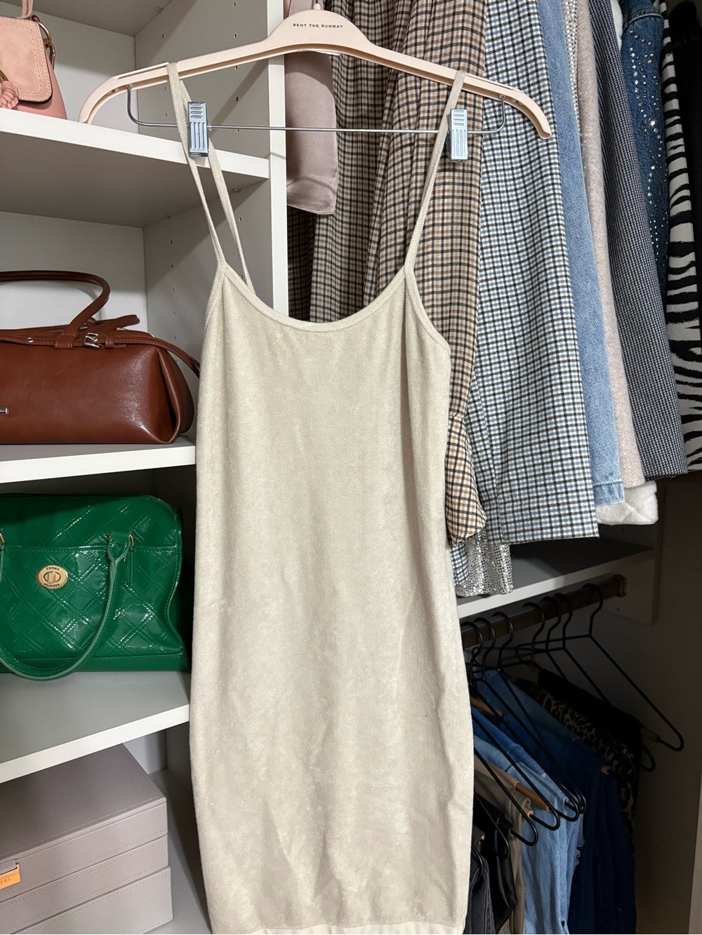 Zara Beige Spaghetti StrapTerry Cloth Dress